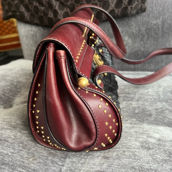 Auth.GUCCI 100% real python skin and burgundy leather shoulder bag,excellent - Picture 8 of 16